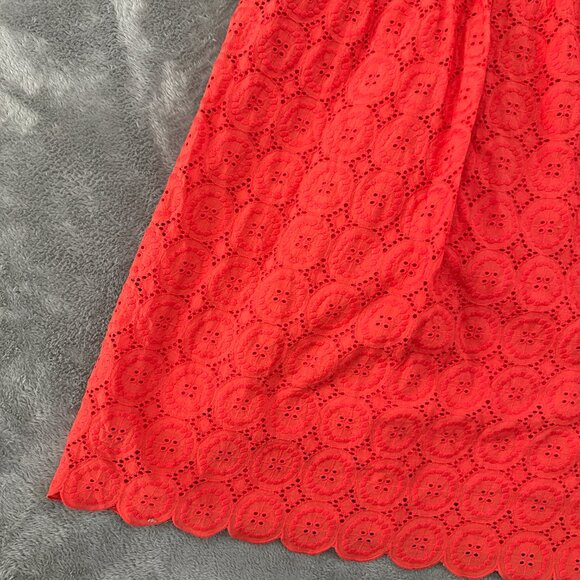 J. Crew Coral Eyelet Strappy Midi Dress Women's size 4 100% Cotton - Picture 2 of 7